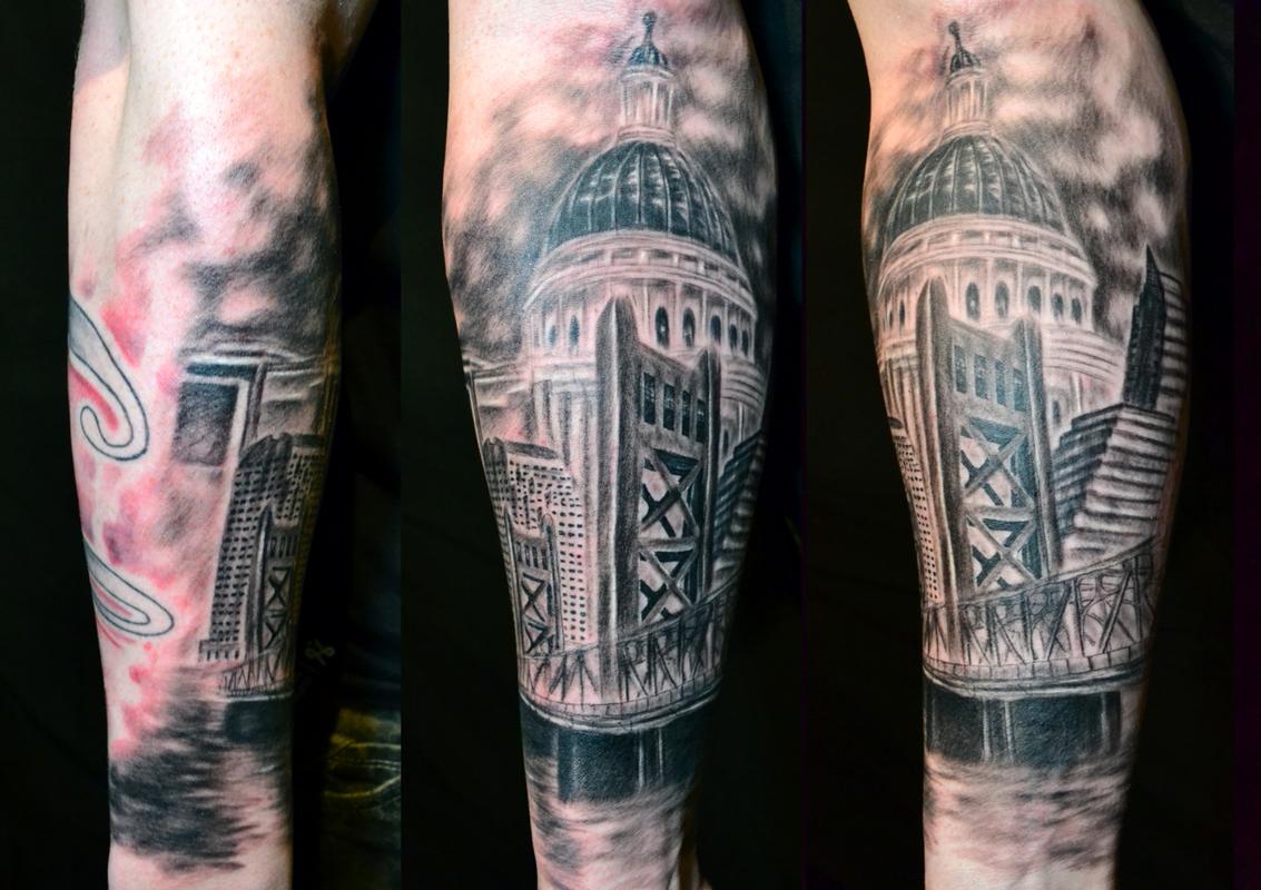 Downtown Sacramento Sleeve by Ryan El Dugi Lewis TattooNOW